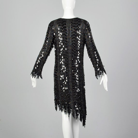 XS Frank Usher Beaded Silk Dress Teardrop Paillet… - image 4