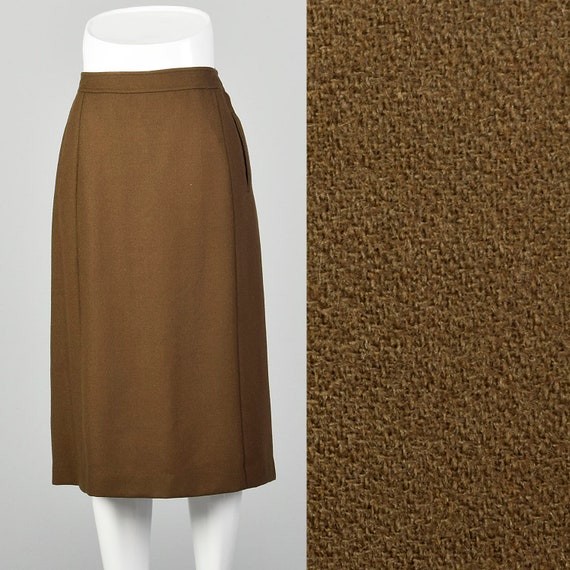 Small Givenchy Skirt 1980s Brown Wool Pockets Desi