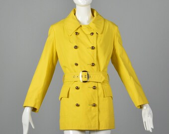 1960s Anne Klein Mod Yellow Trench Coat