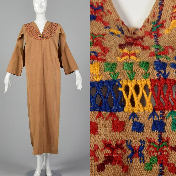 1960s Moroccan Tunic Kaftan Embroidered Caftan Boh