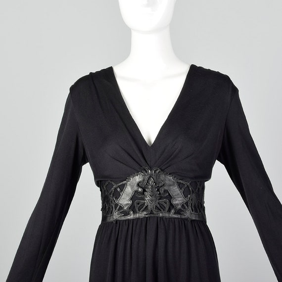 Large Cacharel Black Dress Silk Jersey 1990s Desi… - image 5
