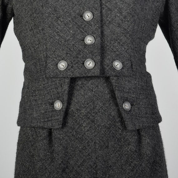 1960s Galanos Dress Set Gray Wool Tweed Autumn Ou… - image 7