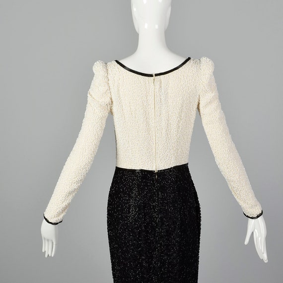 XS Lillie Rubin 1970s Black and White Beaded Gown… - image 6
