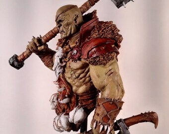 Orc is a hand painted resin bust. 1/10 in scale. Painted in artist oils and acrylics. 7 inches high