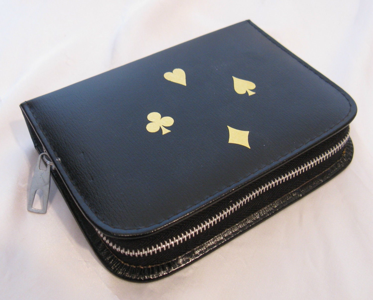 Vintage Black Leather Playing Card Case with Score Pad and Etsy