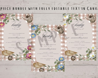 Cottage Core Floral Garden Baby Shower Invitation Bundle (Digital Download)