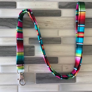 Lanyard - Serape lanyard - Handmade - handmade lanyard- western lanyard - fiesta stripe lanyard - floral lanyard - skinny lanyard