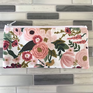 Handmade zipper pouch - rifle paper co - pouch - accessory bag - makeup bag - - zipper pouch - zipper bag - pencil bag