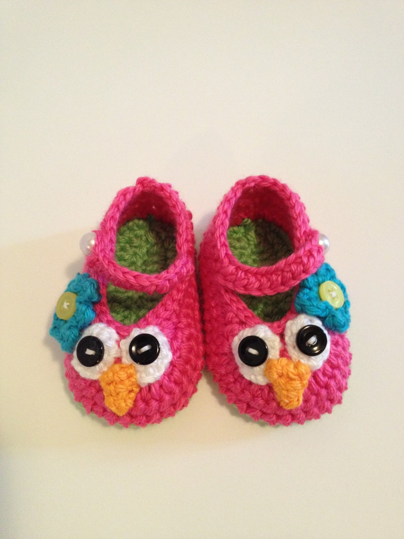 Crochet Baby Booties Owl Maryjanes 0-3 Months | Etsy