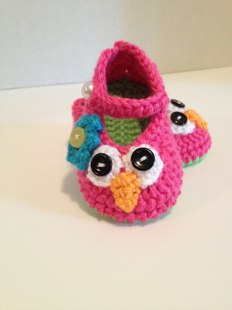 Crochet Baby Booties Owl Maryjanes 0-3 Months | Etsy