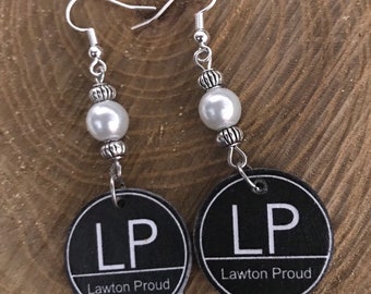 Hometown pride customizable earrings Lawton Proud