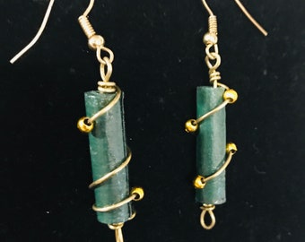 Green Paperbead Earrings