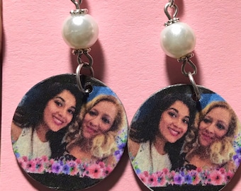 Custom made family friends photo earrings