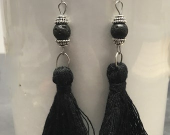 Black Tassel Diffuser Earrings