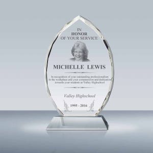 Achievement Recognition Crystal Award, Employee Appreciation Plaque, Retirement Gift, Pastor Gift, Teacher Gift, Elegant Gift for Holidays