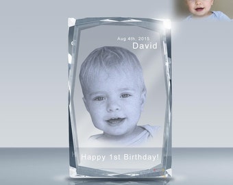 Custom Photo Crystal Paperweight, Laser Engraved Picture Cube