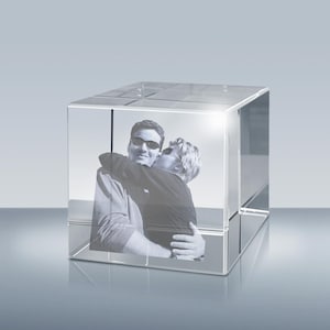 Personalized Laser Photo Crystal Flat Cube with 3 Sizes,  Picture Laser Etching in Glass by Goodcount