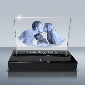 Laser Etch Custom Large 7&quot;x5&quot; Photo Crystal with LED Lighted Base B1023, Custom Gift Set for Christmas, Anniversary, Wedding by Goodcount