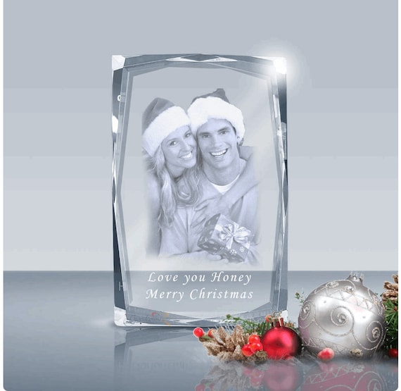 Cadre photo en cristal gravé au laser personnalisé, image et texte  personnalisés, cube en verre, cadeaux