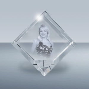 2D or 3D Crystal Cube, Custom Laser Engraving Glass, Etched Photo Cube by Goodcount **FREE SHIPPING** Goodcount 3D Laser Gifts,