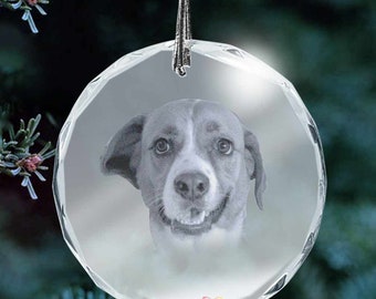 Personalized Laser Etched Crystal Photo Ornament, Beveled Edges