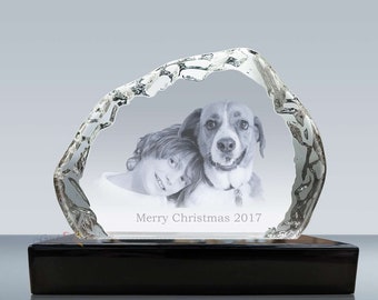 Engraved Photo Crystal Iceberg, Custom Picture Gift (7x5)