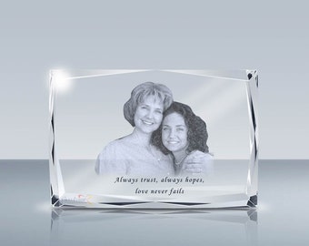 Custom Laser Etched Photo Crystal Cube Gift (6x4 inches)