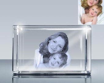 Personalized Laser Etched Photo Crystal, Custom Engraved Gift (5x3x2 inches)