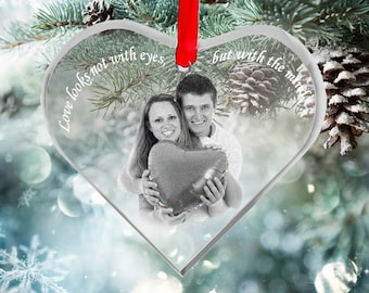 Custom Photo Engraved Crystal Ornament – Personalized Christmas Gift
