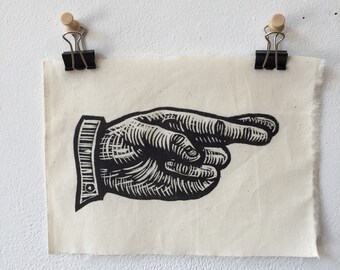 Crossed Fingers Linocut Patch
