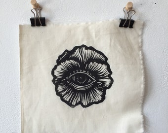 All Seeing Flower Linocut Patch