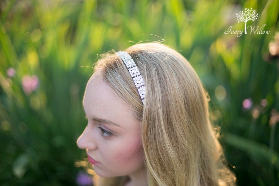 Square Wedding Headband Tie Back Headband Square Etsy