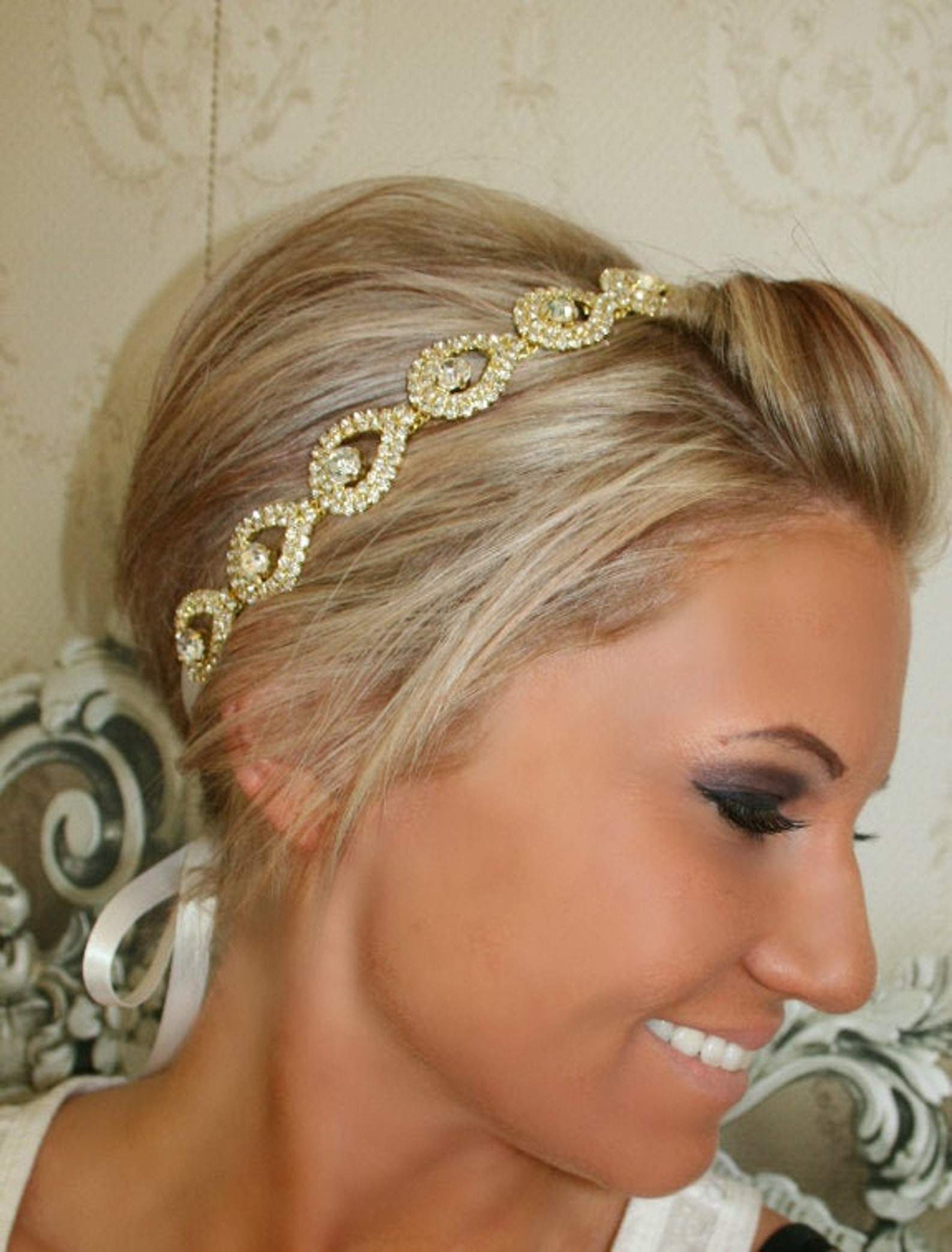 Gold Bridal Hair Piece Bridal Hair Gold Rhinestone Etsy Canada