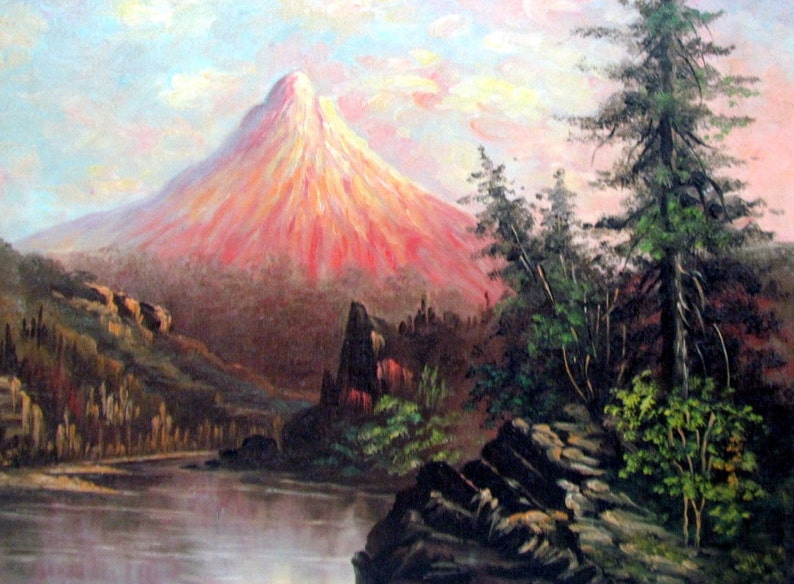 1891 Mt. Hood Oregon ELDA DURHAM CUTLER Landscape Oil Painting Listed Artist image 3