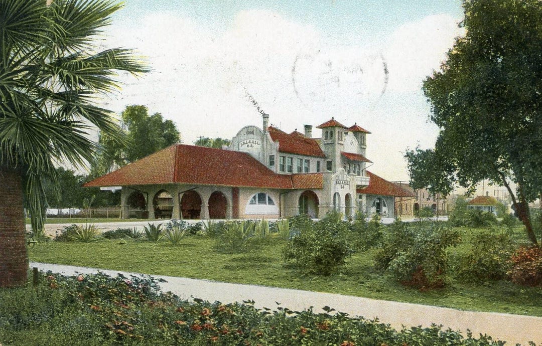 1908 View Salt Lake Train Depot Riverside California Postcard Ca - Etsy