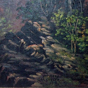 1891 Mt. Hood Oregon ELDA DURHAM CUTLER Landscape Oil Painting Listed Artist image 2