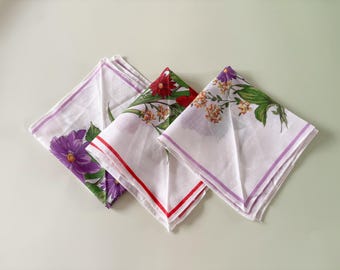 Floral Einstecktuch Geschenkset, Vintage Taschentücher, 3er Set