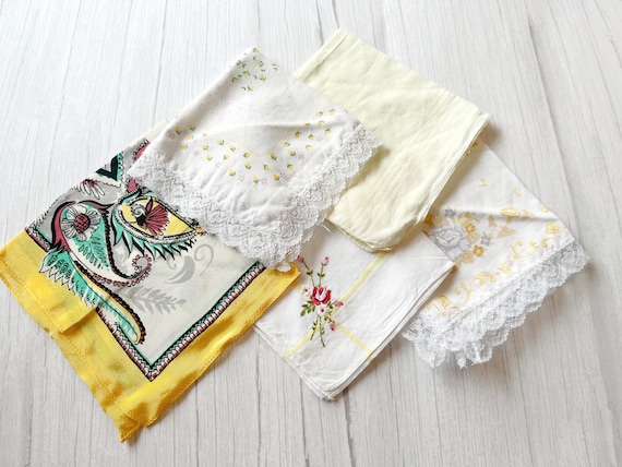 Beautiful Yellow Mixed Vintage Handkerchiefs, Surprise Set of 5 Hankies,  Sustainable Tissues, Sustainable Handkerchiefs Collection, YELLOW - Etsy