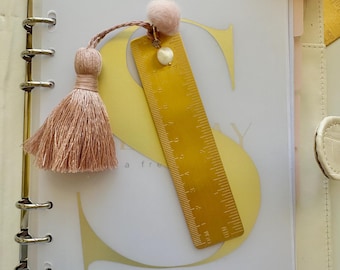 Planner Ruler | Mini Ruler Planning Essential | Bookmark Brass Ruler | Metal Planner Accesory | Cute Supplies for School