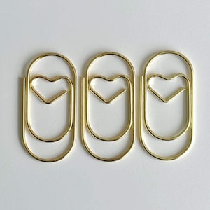 Jumbo Heart Paper Clip For Planner Clip For Notebook Large Paperclip For Bookmark Cute Gold Stationary Planning Accessory For Planner