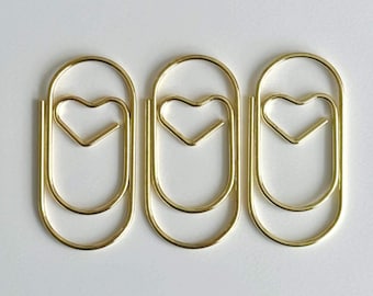Jumbo Heart Paper Clip For Planner Clip For Notebook Large Paperclip For Bookmark Cute Gold Stationary Planning Accessory For Planner