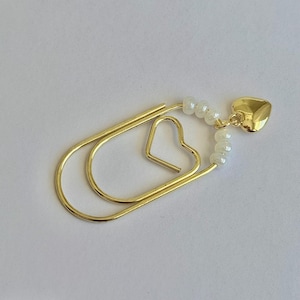 Valentines day Planner Accessory for Journal Planner Paper Clip for Travelers Notebook Paperclip Bookmark with Gold Heart  Planner Decor
