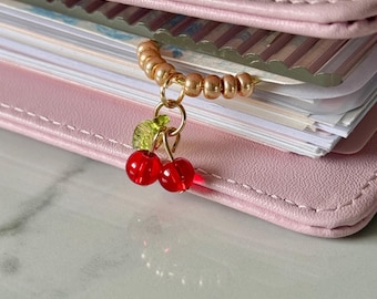 Planner Paper Clip Cherry Bookmark for Journal Accessories Cute Adorable Planning Accessory | Gold Plated Book Charm Flower Bookmark Spring