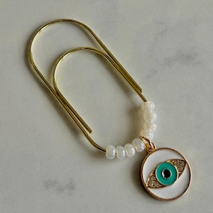 Paperclip gouden planner | Gouden bladwijzer voor dagboek | Boze oog-accessoires | Leuk en schattig planningsaccessoire | Tijdelijke aanduiding voor boek