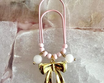 Planner Paper Clip | Girly Bow Pink Bookmark for Journal | Accessories | Cute Adorable Planning Accessory Book Placeholder Charm Rose Quartz