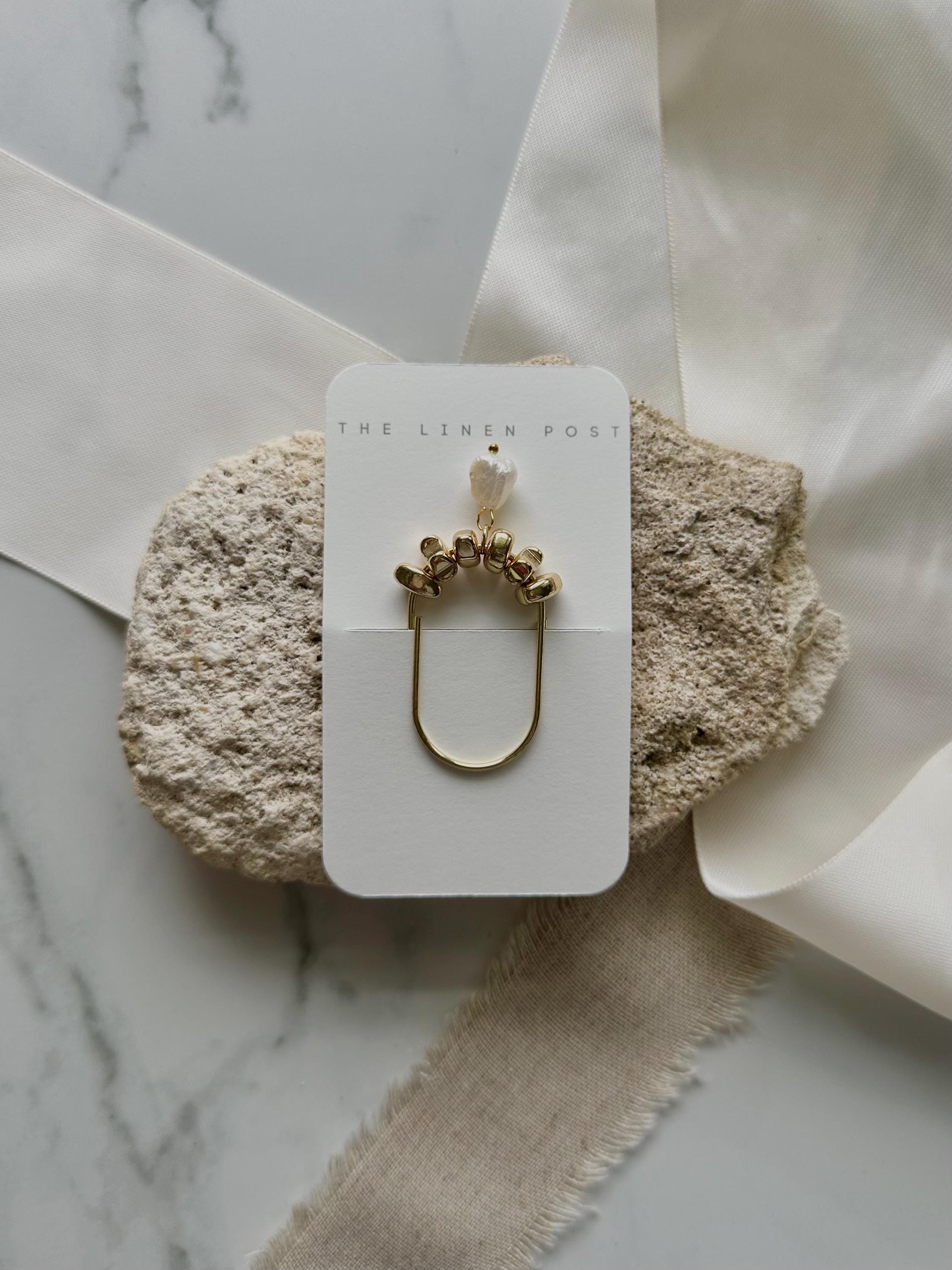 Clip para planificador / Marcapáginas dorado con perla de agua dulce para diario / Accesorios / Lindo y adorable accesorio de planificación / Amuleto para marcar la posición de un libro