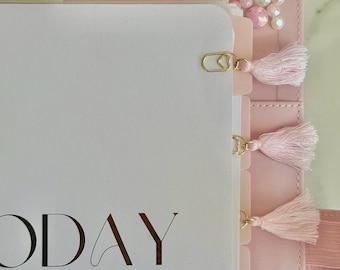 Valentinstag Mini Gold Büroklammern für Planer Dekor für Journal Cute Planner Charms für Notebook Papierklammer Charm Lesezeichen Rosa Herz baumeln