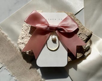 Pink Bow Paperclip, Pearl Gold Bookmark (Jumbo Size for Journals)