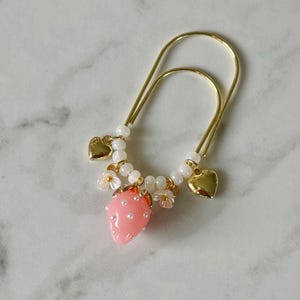 Planner Paper Clip Strawberry Bookmark for Journal | Accessories | Cute Adorable Planning Accessory | Gold Plated Book Charm Flower Bookmark