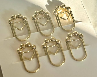 ミニゴールドペーパークリップ | 金メッキのかわいい文房具ペーパークリップ | プランナーアクセサリー | ハート型ジャーナルチャーム | オフィス用品 | プランナー